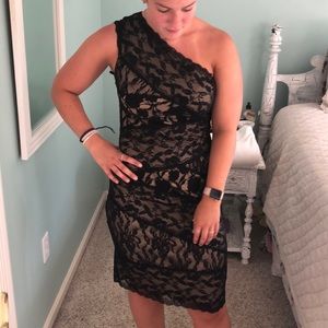 Formal Black and Beige Dress